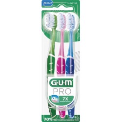 GUM Brosse à Dents Pro Medium lot de 3 brosses à dents