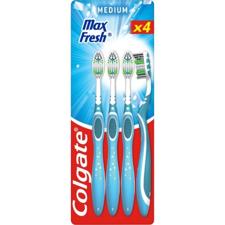 COLGATE Brosse à Dents Max Fresh Medium lot de 4 brosses à dents