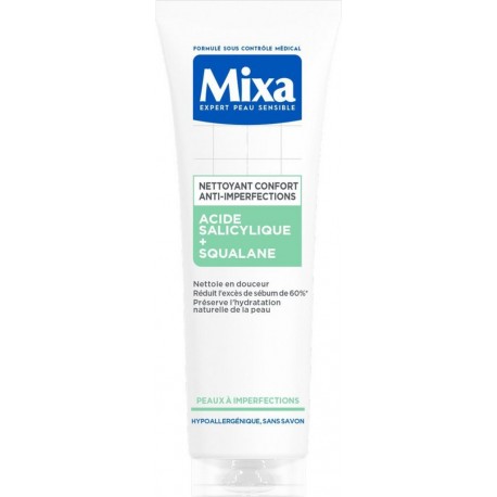 MIXA Nettoyant Visage Confort Anti-Imperfections Acide Salicylique et Squalane 150ml