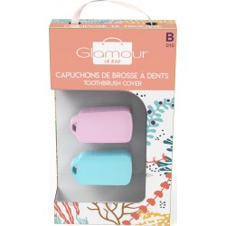 GLAMOUR Protection Brosse à Dents Capuchons Rose et Bleu IN BAG 2 capuchons