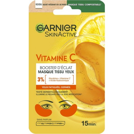 GARNIER Masque Yeux Tissu Vitamine C Booster d'Eclat SKINACTIVE le masque