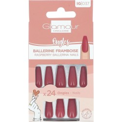 GLAMOUR Faux Ongles Ballerine Framboise BEAUTE 24 pièces