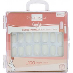 GLAMOUR Faux Ongles Forme Carré Naturel ONGLERIE faux ongles