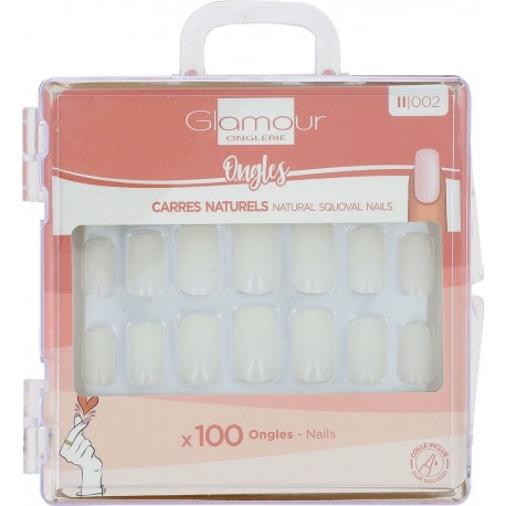 GLAMOUR Faux Ongles Forme Carré Naturel ONGLERIE faux ongles