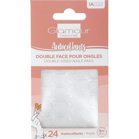 GLAMOUR Autocollants Double Face pour Ongles BEAUTE 24 pièces