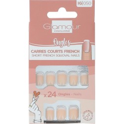 GLAMOUR Faux Ongles Carrés Courts French Manucure BEAUTE 24 pièce