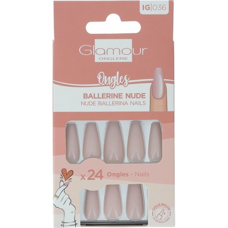 GLAMOUR Faux Ongles Ballerines Nude BEAUTE 24 pièces