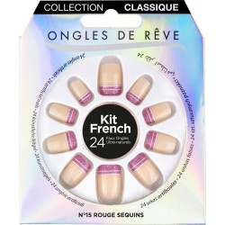 NS Kit Faux Ongles De Rêve N°015 Rouge Sequins le kit