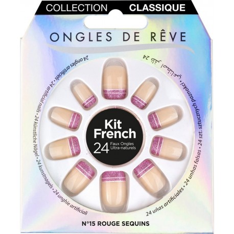 NS Kit Faux Ongles De Rêve N°015 Rouge Sequins le kit