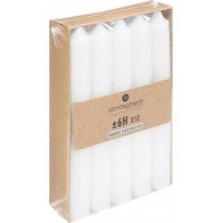 Lot De 10 Bougies Bâton Déco hugo 16cm Blanc