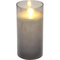 Clair Bougie Ronde Led verrine 15cm Gris Clair