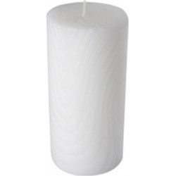 Bougie Pilier Déco Embossée santan 14cm Blanc