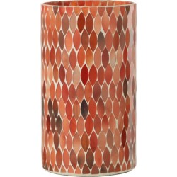 NC Photophore Design Feuille african Desire 23cm Orange & Rouge