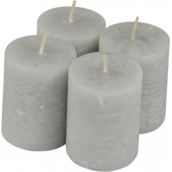 NC Lot De 4 Bougies Pilier rustique 5cm Gris