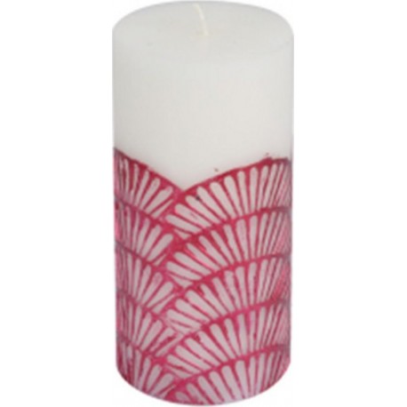 Bougie Pilier Déco mermaid 14cm Fuchsia & Blanc