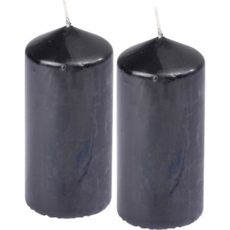 NC Lot De 2 Bougies Pilier essentiel 10cm Noir