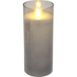 Clair Bougie Ronde Led verrine 17cm Gris Clair