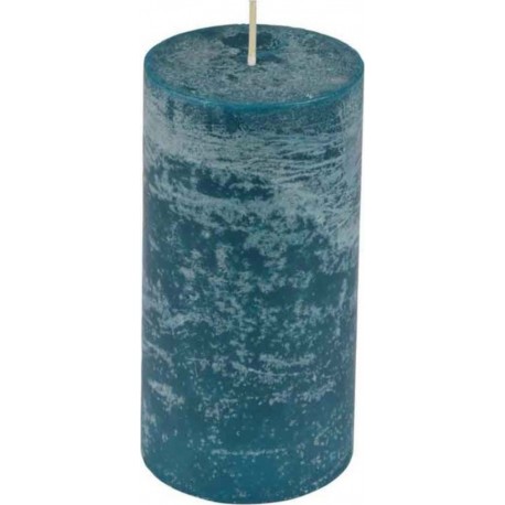 NC Bougie Pilier Déco rustique 10cm Bleu Paon