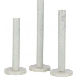 Lot De 3 Bougeoirs En Marbre bali 40cm Blanc