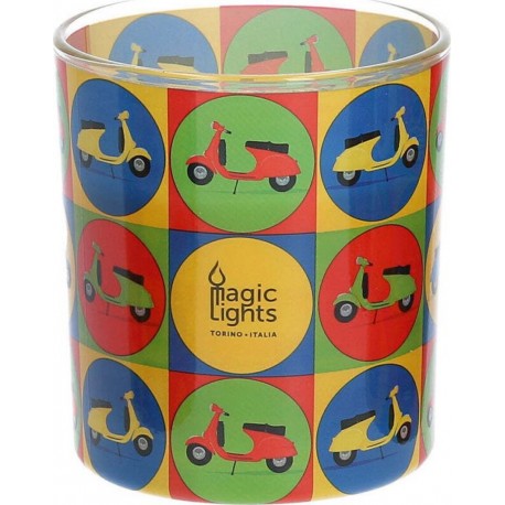 NC Bougie En Verre Pop Art Ø7.5cm H8.4cm Moto Magic Lights