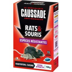 CAUSSADE Raticide Rats & Souris Pat'appât Espèces Résistantes , Boite De 150grs (15x10