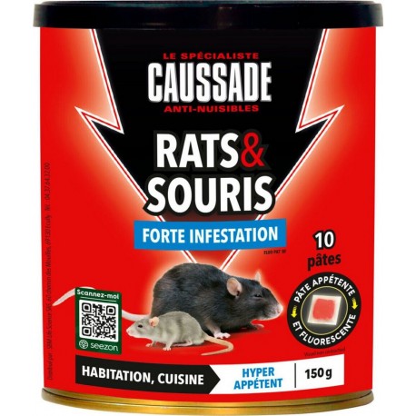 NC Raticide Rats & Souris Pat'appât Forte Infestation 150gs , Boite De 10 X 15grs