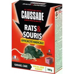 CAUSSADE Raticide Rats & Souris Blocs Efficacité Radicale 180grs (6 X 30 Grs)