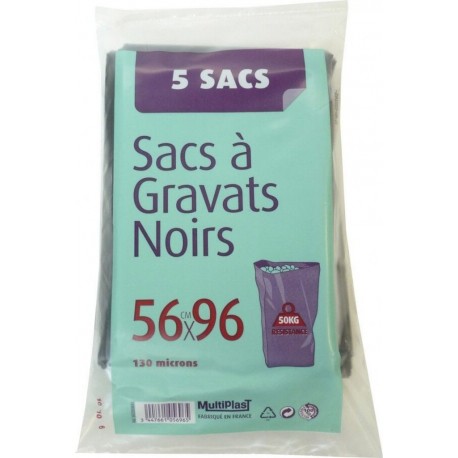 NC Sacs À Gravats Multiplast H.96 X L.56 Cm X Ep.130 Micron Noir