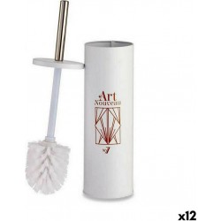 Brosse De Salle De Wc Art Nouveau Blanc Bronze Acier Plastique 9,5 X 37,5 X 9,5 Cm (12 Unités)