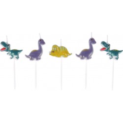 NC Set De 5 Bougies Anniversaire 6 Cm Happy Dino