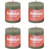 NC Bougies Pilier Rustiques Shine 4 Pcs 80x68 Mm Vert Olive Bolsius