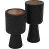 NC 2 Porte-bougies Noir En Teck Ø 8 X 8 X 15 / Ø 8 X 8 X 17