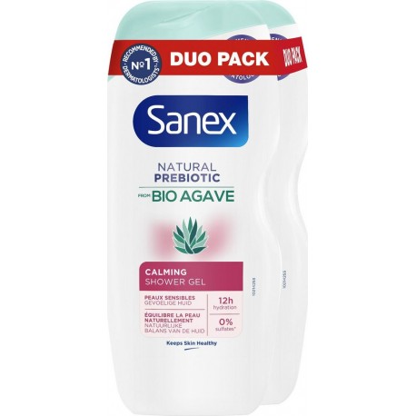 SANEX Gel Douche Apaisant Bio Agave lot de 2 flacons de 250ml