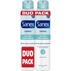 SANEX Déodorant Anti-Transpirant 48H Anti-Irritation Active Freshness Dermo lot de 2 sprays de 200ml