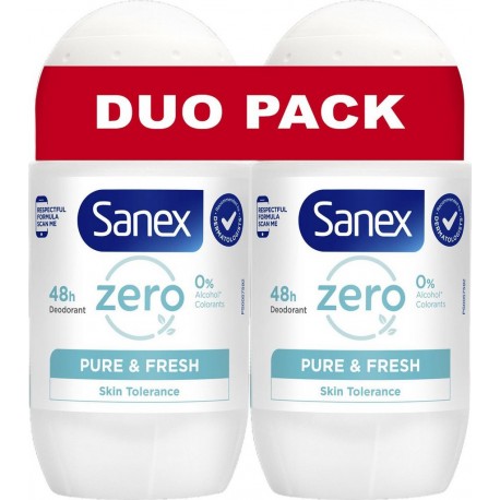 SANEX Déodorant Pure Fresh lot de 2 rolls-on de 50ml