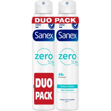 SANEX Déodorant Pure et Fresh 0% lot de 2 flacons de 200ml