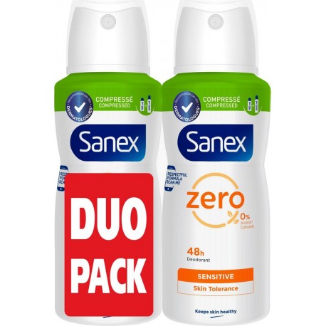 SANEX Déodorant Sensitive 0% lot de 2 flacons de 100ml