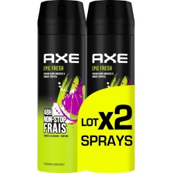 AXE Déodorant homme Epic Fresh Non-Stop Frais les 2 spray de 200ml