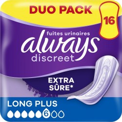 ALWAYS Serviettes Hygiéniques Fuites Urinaires Long Plus Extra Sûre Discreet pack de 16 serviettes