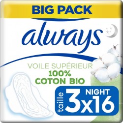 ALWAYS Serviette Hygiénique Avec Ailettes Cotton Protection Ultra Nuit Taille 3 16