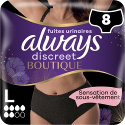 ALWAYS Culottes Fuites Urinaires TailleL Noir Discreet Boutique pack de 8 culottes