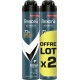 REXONA Déodorant homme Anti-Transpirant Invisible Black + White les 2 spray de 200ml