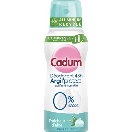 CADUM Déodorant Argil Protect Fraîcheur d'Aloe Vera 48H 100ml