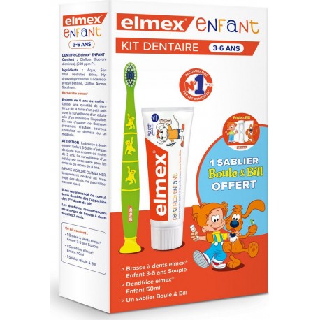 ELMEX Dentifrice + brosse à dents enfant protection caries Boule & Bill le kit