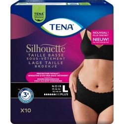 TENA Cutottes Fuites Urinaires Taille Basse Plus TailleL Noir Silhouette pack de 10 culottes