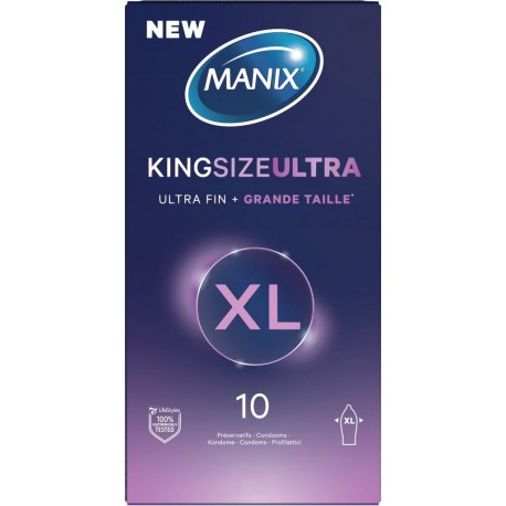 MANIX Préservatif King Size Ultra Fin et Grande Taille 10 préservatifs