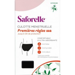 SAFORELLE Culotte Menstruelle Noire Première Règles Coton Bio la culotte