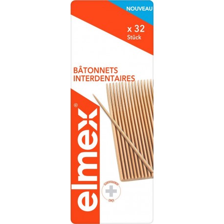 ELMEX Bâtonnets Interdentaires Bois 32 bâtonnets