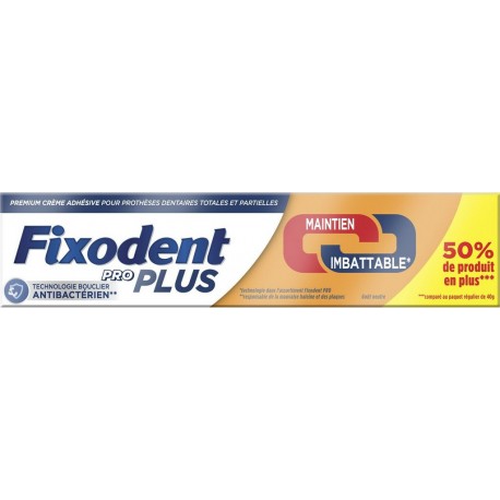 FIXODENT Crème Adhésive Fixation Pro Plus Maintien Imbattable le tube de 60g