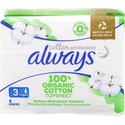 ALWAYS SERVIETTES COTTON PROTECTION NIGHT X8